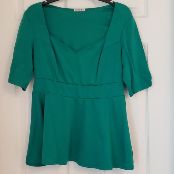 Kiyonna green peplum top sz XL